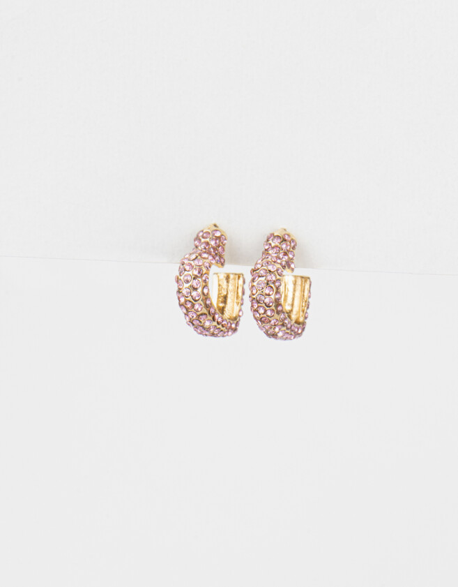 Aros Argollas Prom Argollas Con Strass - Dorado