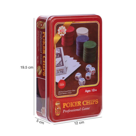 Set Juegos c/ Póker 100 Fichas Cartas Dados + 6 Vasos Willy Rojo