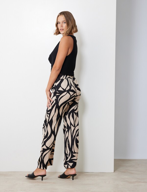 Pantalon Print NEGRO/BEIGE