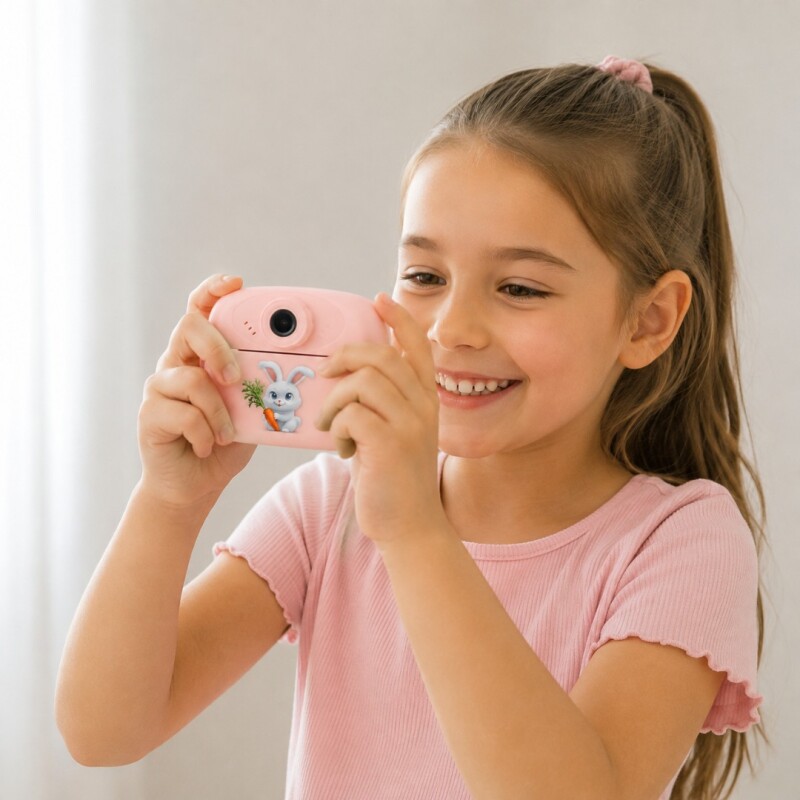 Camara Digital de fotos infantil impresión instantanea rosada Camara Digital de fotos infantil impresión instantanea rosada