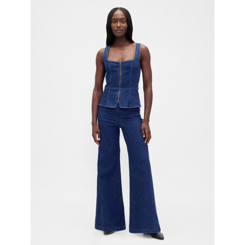 SL ZIP FRONT VEST - DK PALMER DARK WASH
