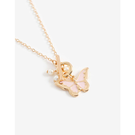 Cadena Con Dije De Mariposa Con Esmalte Bañado En Oro Dorado