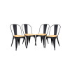 Silla Tolix Pack 4 unidades Metálica Vintage Asiento En Madera Negro