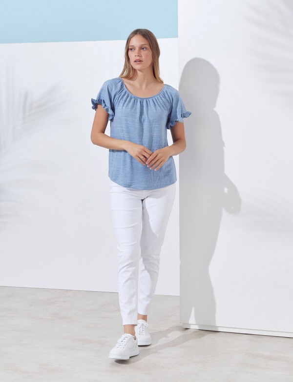 Blusa Manga Volados AZUL