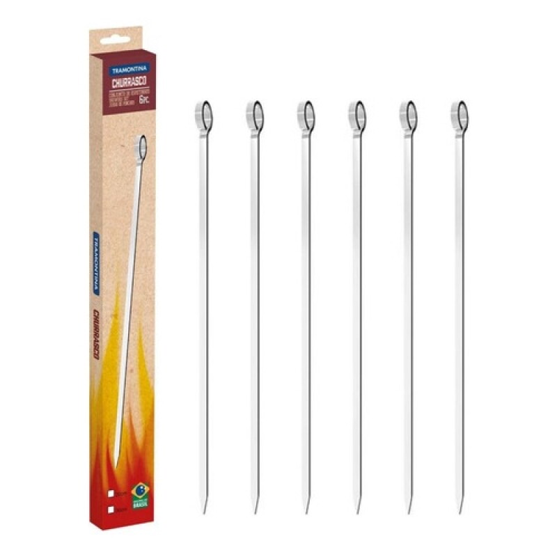 Conjunto de 6 Pinchos para Brochete Tramontina de Acero Inoxidable 20 cm Conjunto de 6 Pinchos para Brochete Tramontina de Acero Inoxidable 20 cm