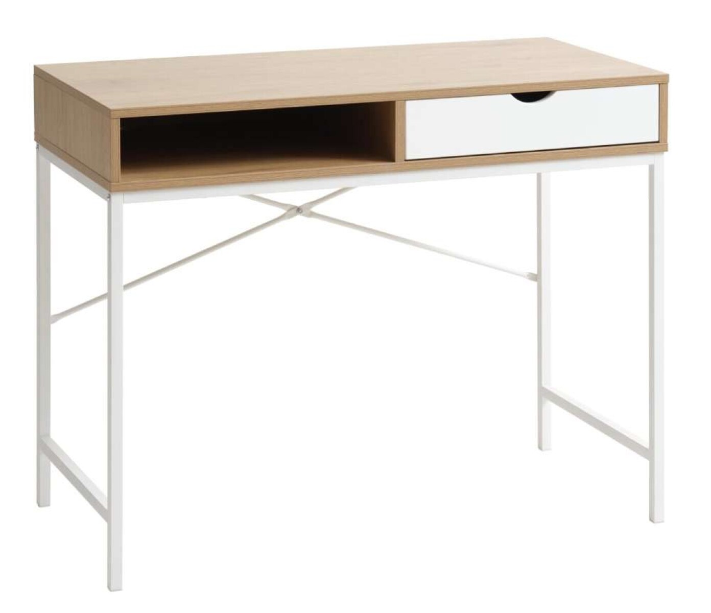 Escritorio Trappedal 48X95 1 Cajon - Color Roble/Blanco 