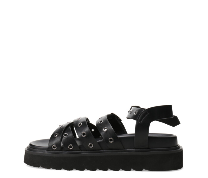 Sandalia HYAMS con hebillas y ojalillos Black