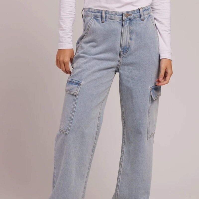 Pantalon Dama Jean Cargo Rusy Azul Claro