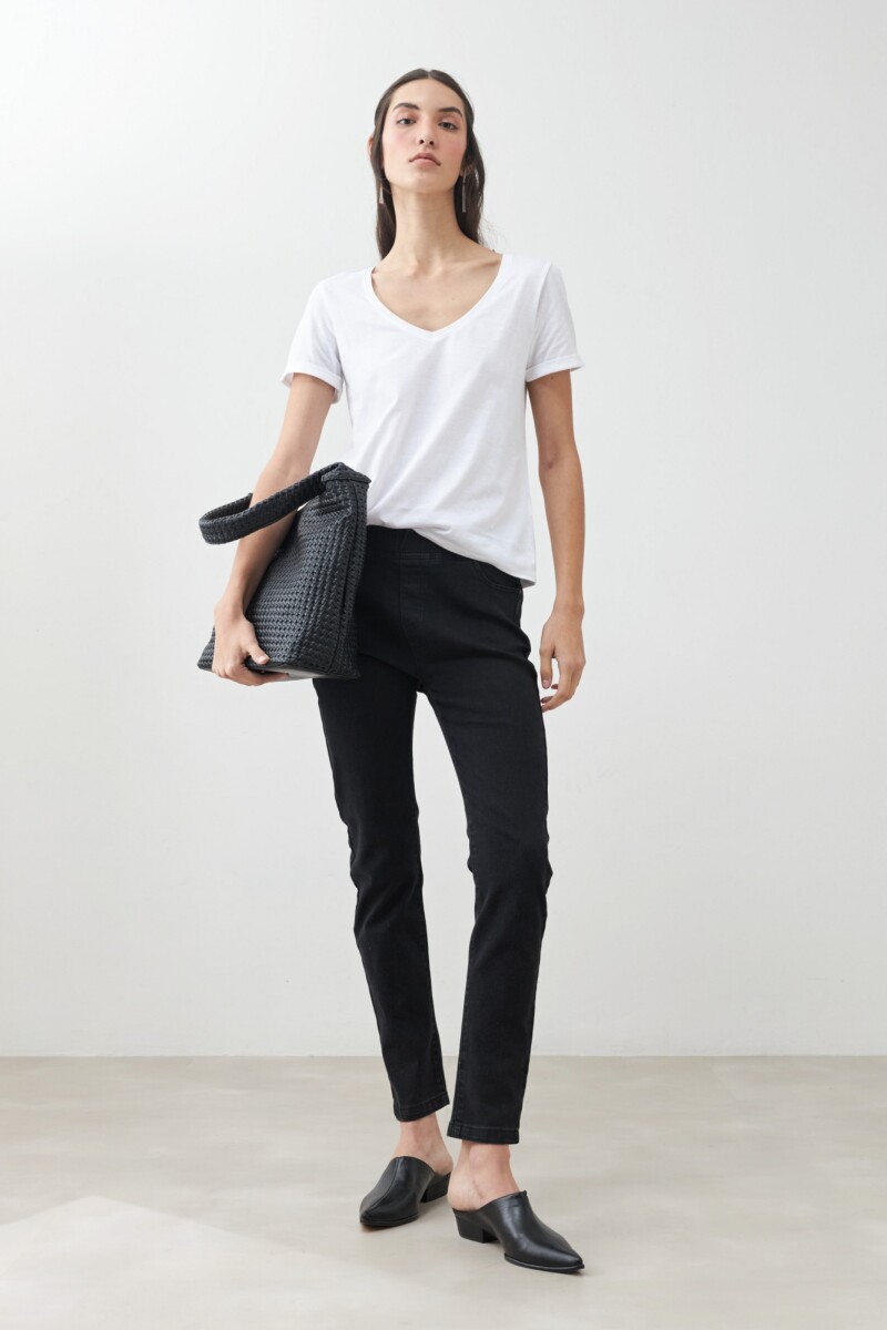 Remera escote en V - blanco 