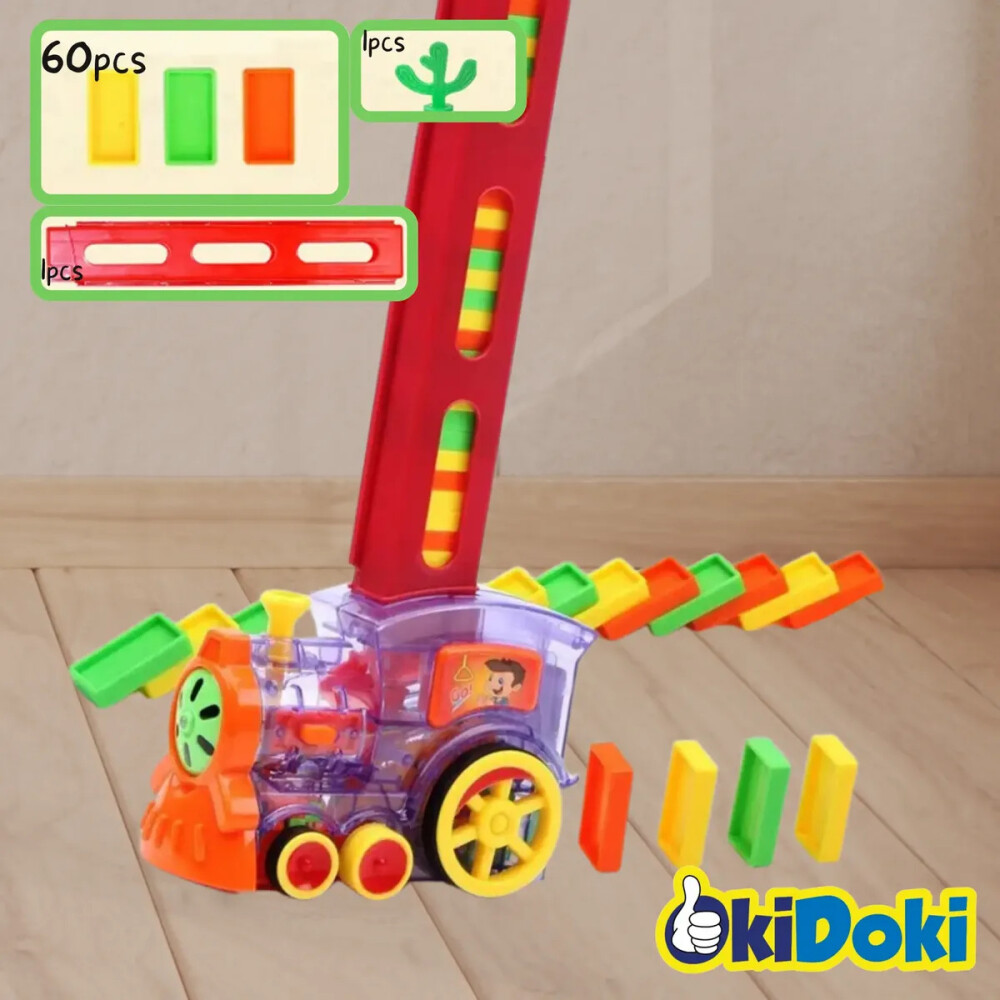 Tren de dominó didáctico con luces y sonido. Tren de dominó didáctico con luces y sonido.