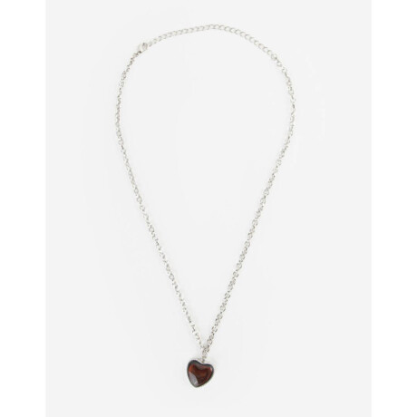 Collar Con Dije De Piedra Plateado