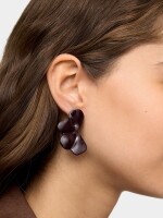 Pendientes Flor Con Esmalte burdeos