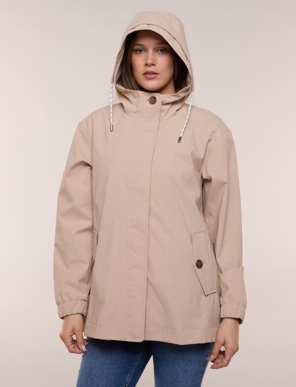 Gabardina Con Capucha Impermeable BEIGE