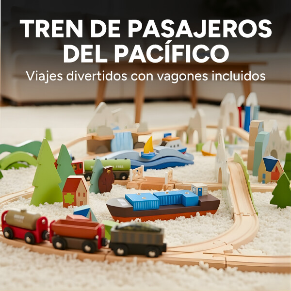 Juguete Pista De Tren Panoramica Tender Leaf Madera Infantil Juguete Pista De Tren Panoramica Tender Leaf Madera Infantil
