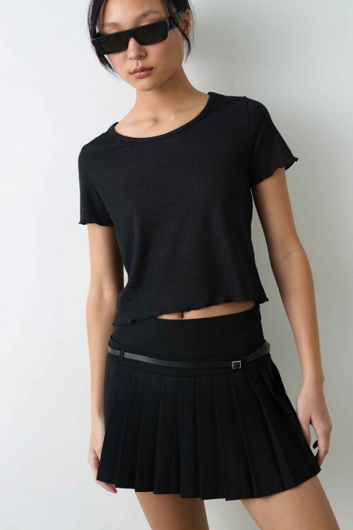 Top Camelia Negro Lurex
