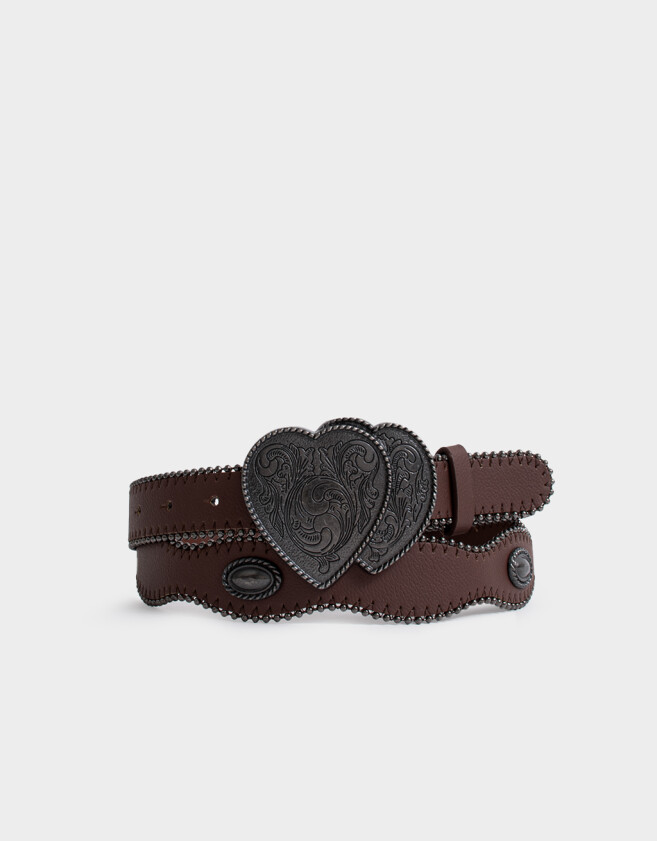 Cinturones y Fajas Cinturón Hebilla Corazón - Marron Chocolate