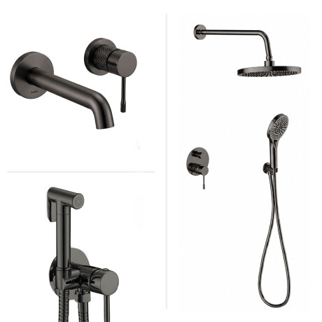 JUEGO DE GRIFERIA SIGNATURE GUNMETAL CON DUCHA HIGIENICA GRAFITO-GUNMETAL