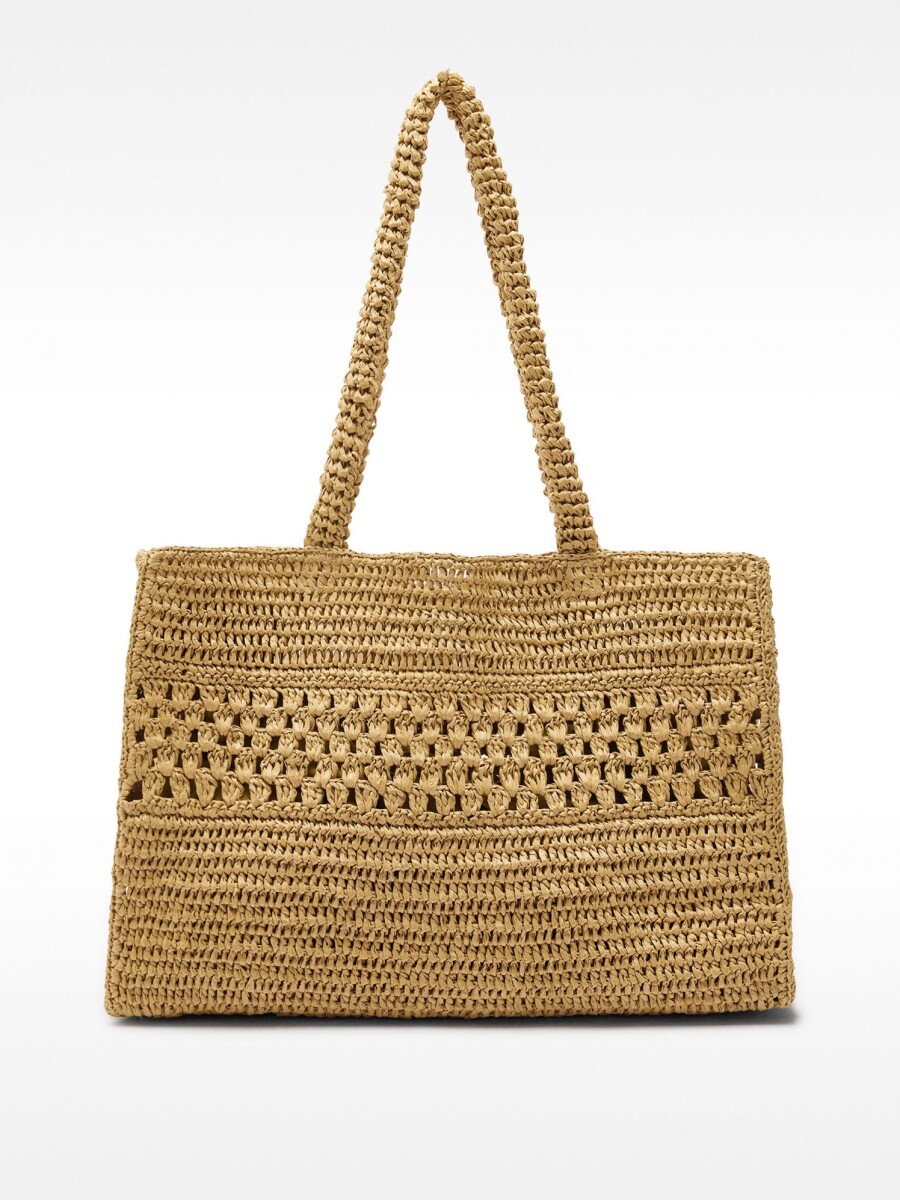 Bolso Shopper Efecto Rafia Con Detalle Trenzado natural