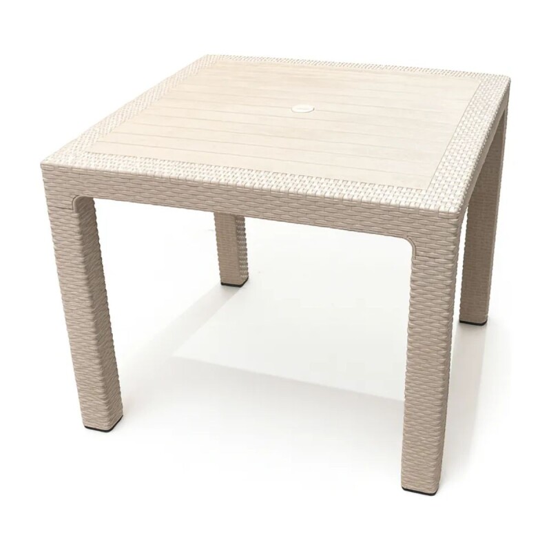 Juego de jardín 4 sillas con apoya brazo + mesa simil ratán 90x90cm BEIGE