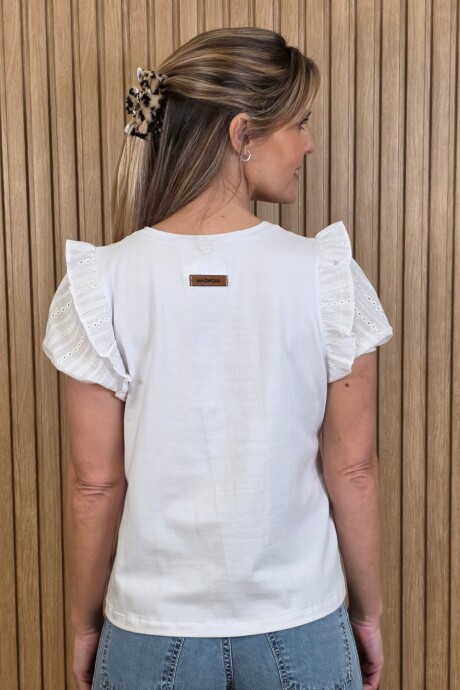 Remera Gales Combinado Blanco con broderie