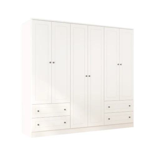 Ropero Americano PLUS 6 puertas 4 cajones - 100% MDF Blanco
