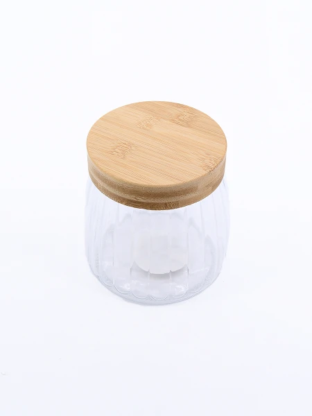 FRASCO CON TAPA DE MADERA CALGARY TRANSPARENTE