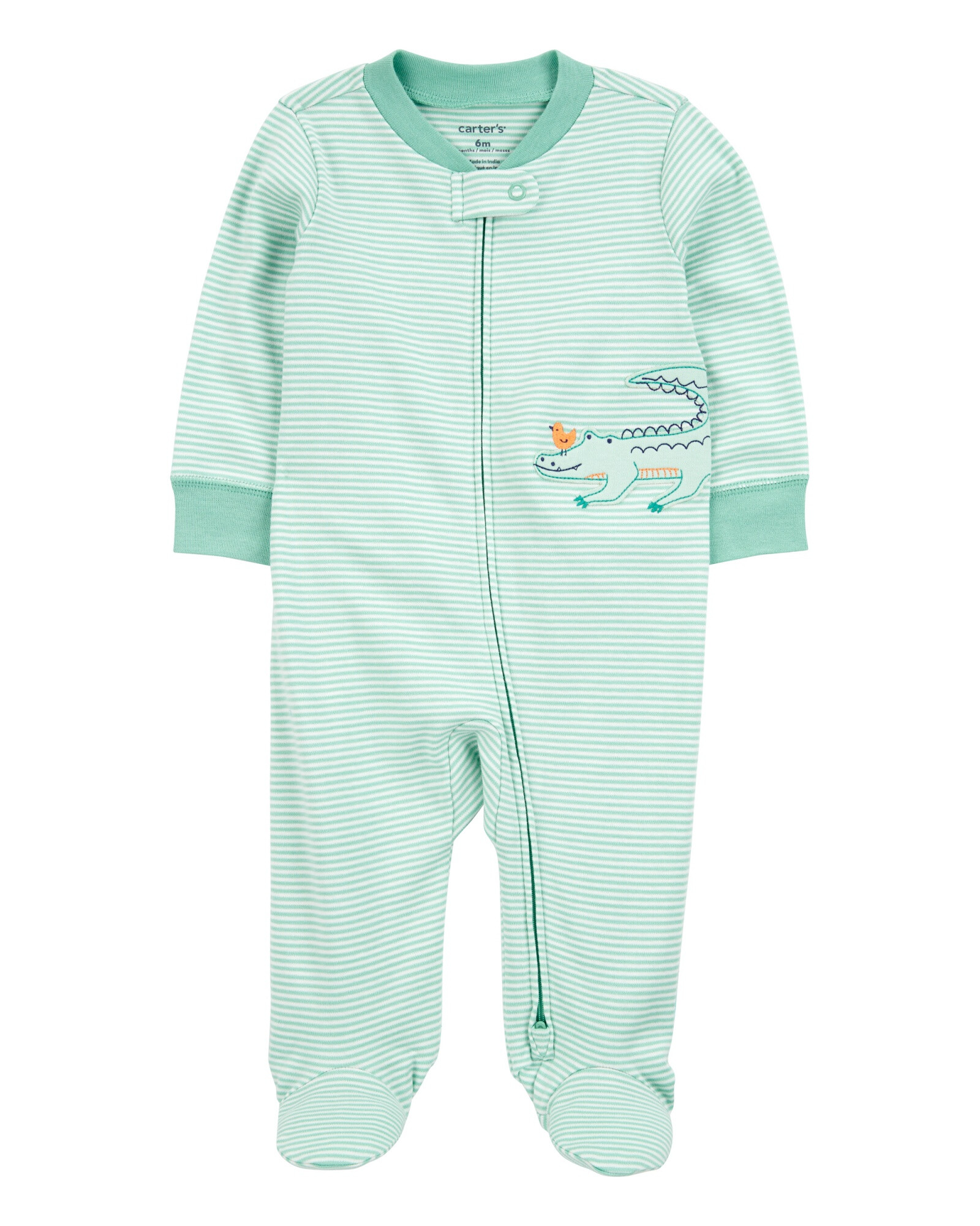 Pijama una pieza de algodón, con pie, estampa caimán Sin color