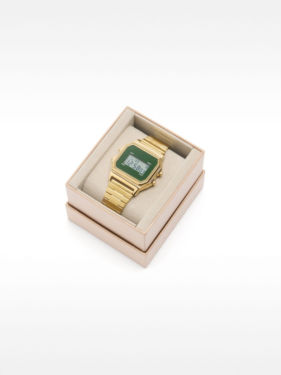 Reloj Digital Con Pulsera De Acero Inoxidable dorado