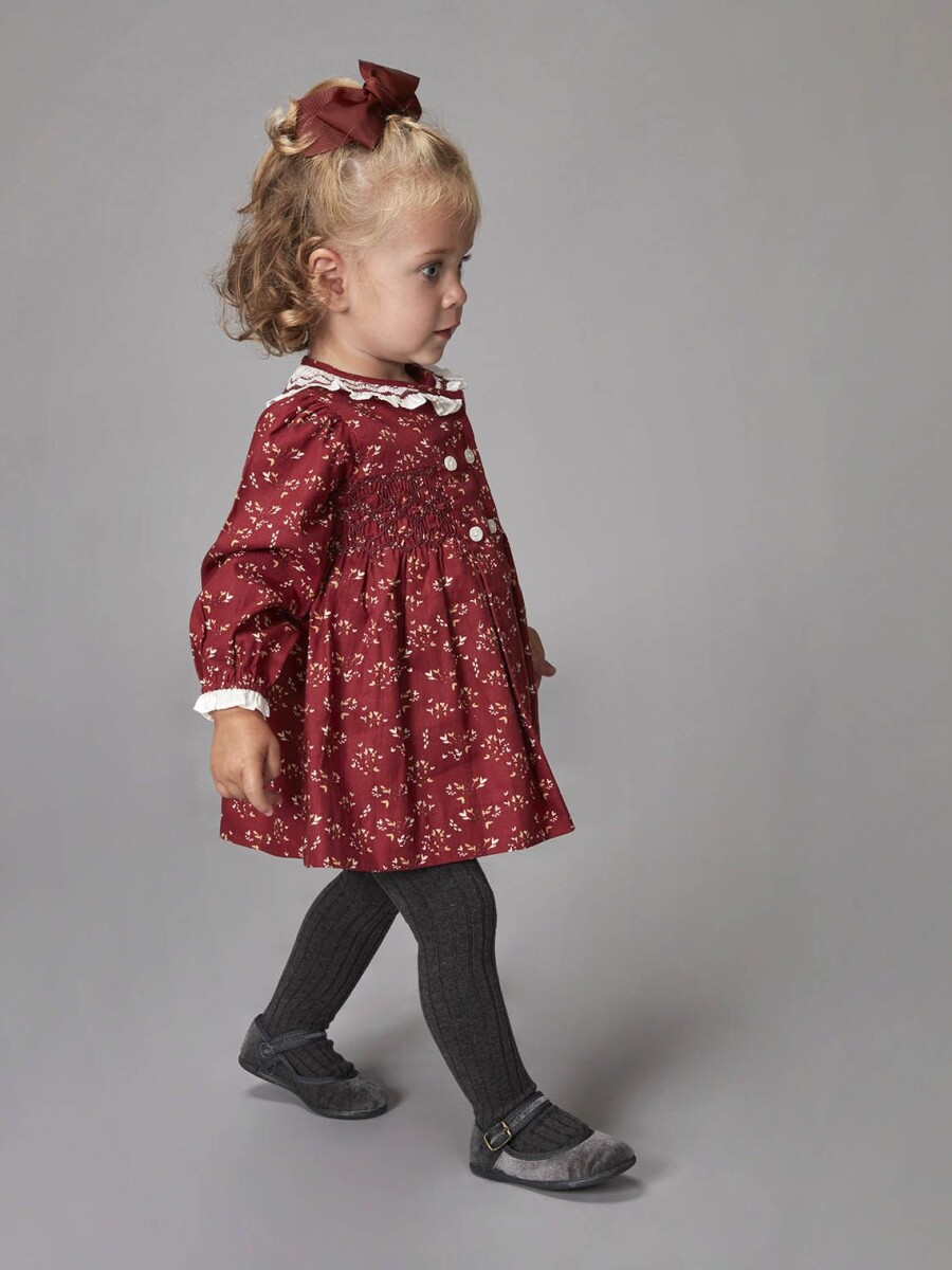 Vestido Smock Cuello Volante Caldera