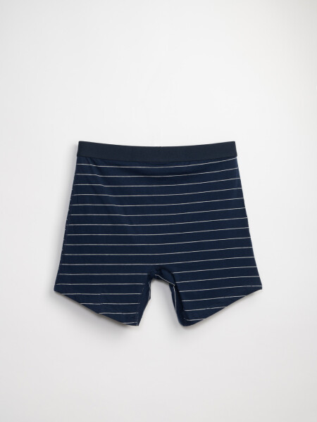 Boxer Largo Algodón Rayas Azul Marino