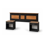 COMBO DORMITORIO - RESPALDO + 2 MESAS DE LUZ NEGRO