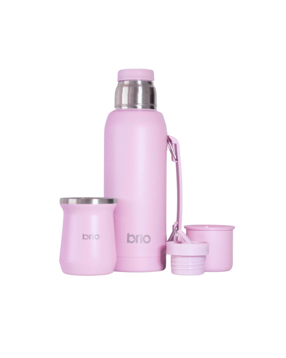 Set De Termo 1 Litro Y Mate Diseño Clásico brio Acero Inox - Lavanda 