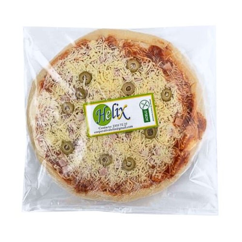Pizza con Muzza, Jamón y Aceitunas Hélix - 140 g Pizza con Muzza, Jamón y Aceitunas Hélix - 140 g