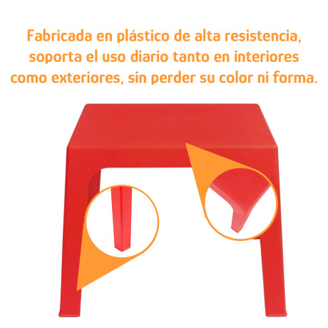 Set de Mesa 54x46cm y 4 Sillas infant Plást Resistente 40Kg Rojo