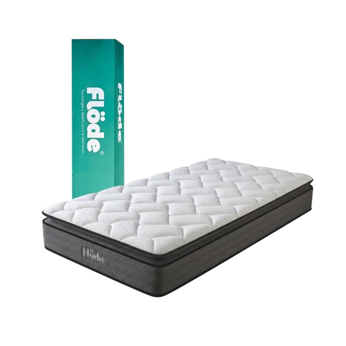 Colchon 1 Plaza en Caja con Resortes Pocket - Flöde Plus 