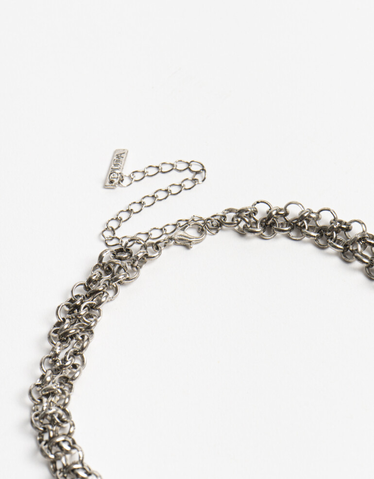 Collares Largos Metal Collar Largo Mesh Metálica - Plateado Antique Silver