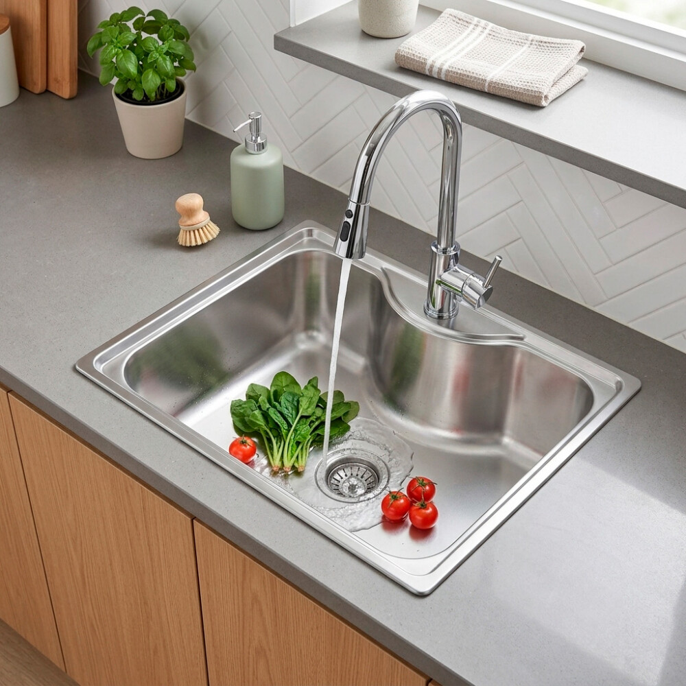 PILETA SIMPLE MATE ACERO INOX. 201 Pileta Simple Mate Acero Inox. 201