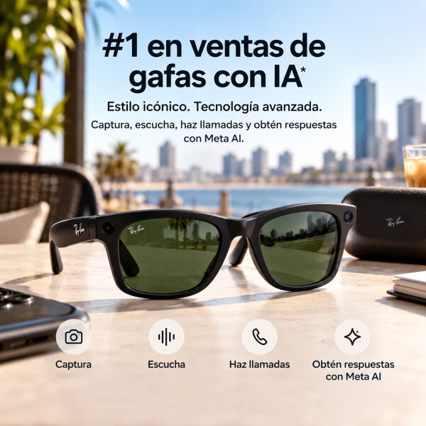 Lentes Inteligentes Ray-ban Meta Wayfarer Large Gen 2 32 Gb LENTES RAY BAN META WAYFARER SMART NEGRO