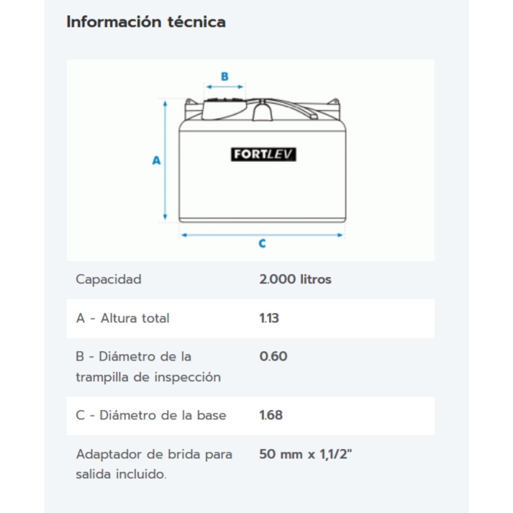 Tanque de Agua Polietileno Fortlev 2000 tapa rosca Tanque De Agua Polietileno Fortlev 2000 Tapa Rosca