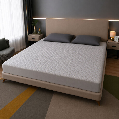 Protector Cubre Colchón Pillow Impermeable 220x200cm Gris