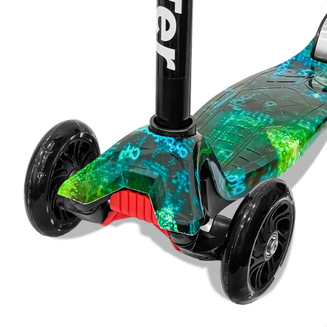 Monopatín Tripatín Estampado C/ Luz Scooter Regulable Verde