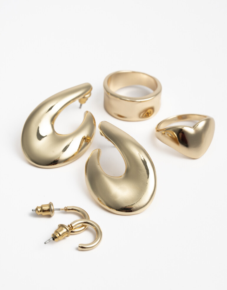 Bijouterie Set Metal Set De Aros - Dorado