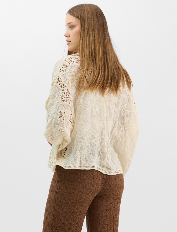 Cardigan Algodon Bordado CRUDO