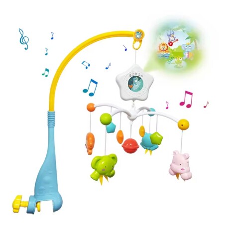Móvil Musical y Proyector Cunas Diseño Animales Bebé Huanger Celeste