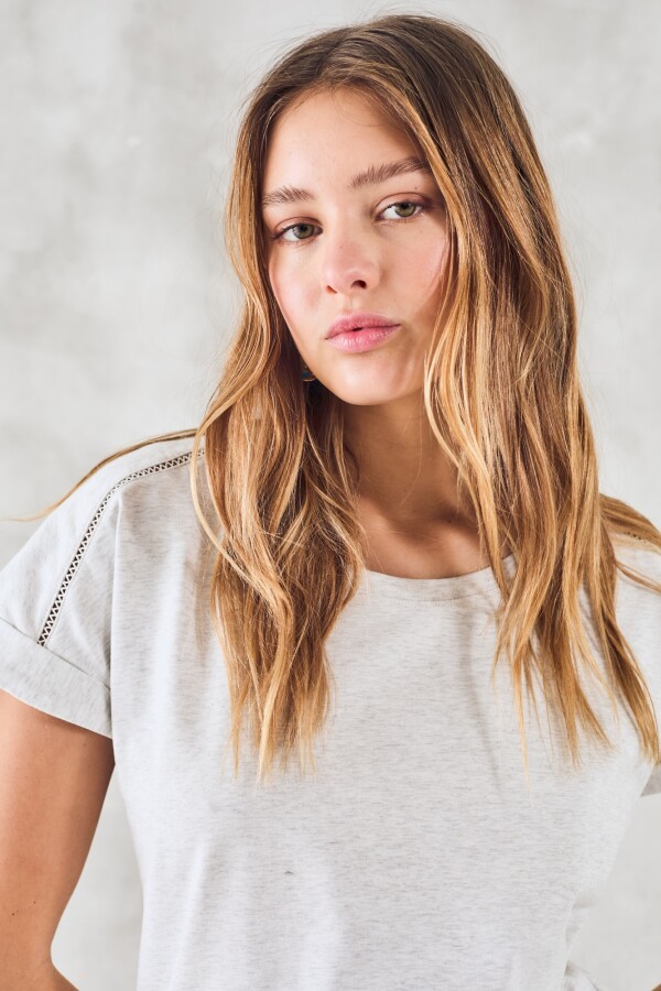 Remera Algodon Elastano Gris Melange