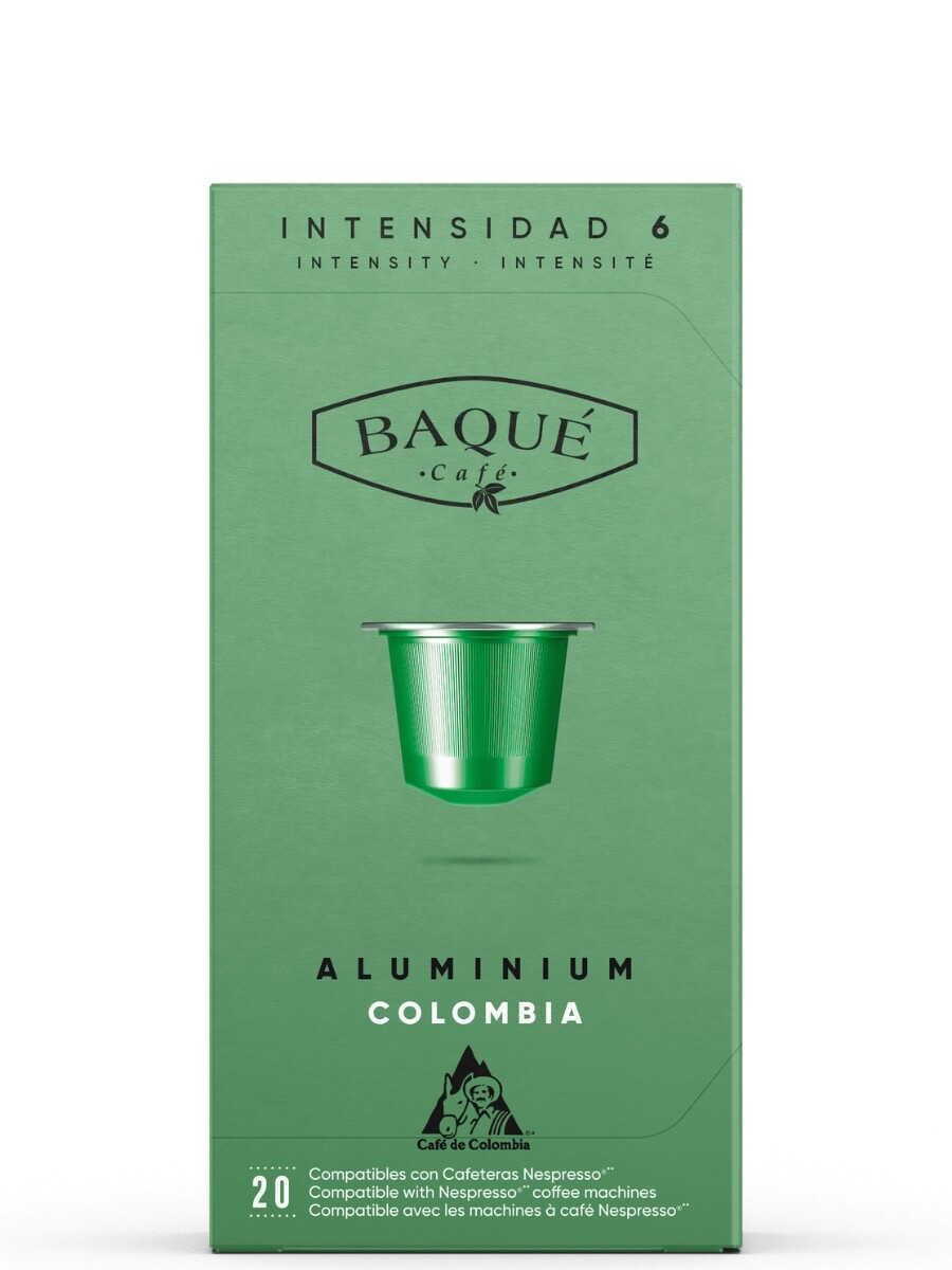 2X1 Café Baqué Aluminum Colombia 20 cápsulas 
