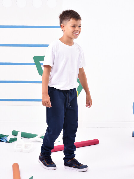 PANTALON DEPORTIVO DE FELPA SIN PUÑO AZUL