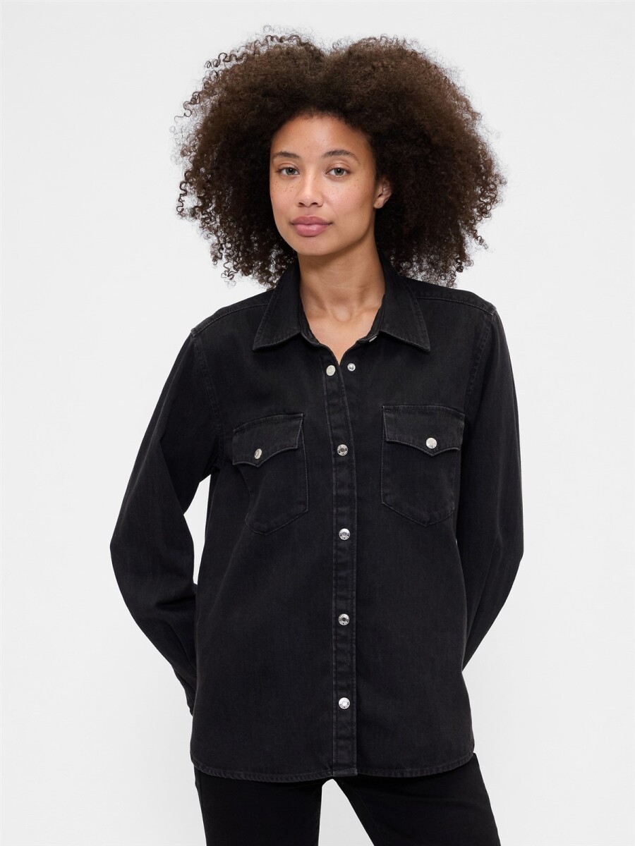 Camisa De Jean Western Mujer - Black Wash 