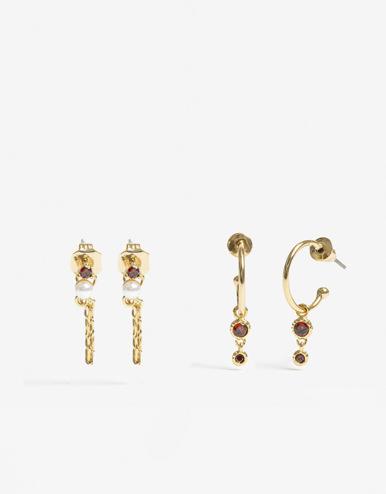 Aros Sets Cubic zirconia Set De Aros Con Cubic Zirconia - Dorado