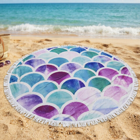 Toalla Playera Microfibra Redonda de 150 cm MERMAID